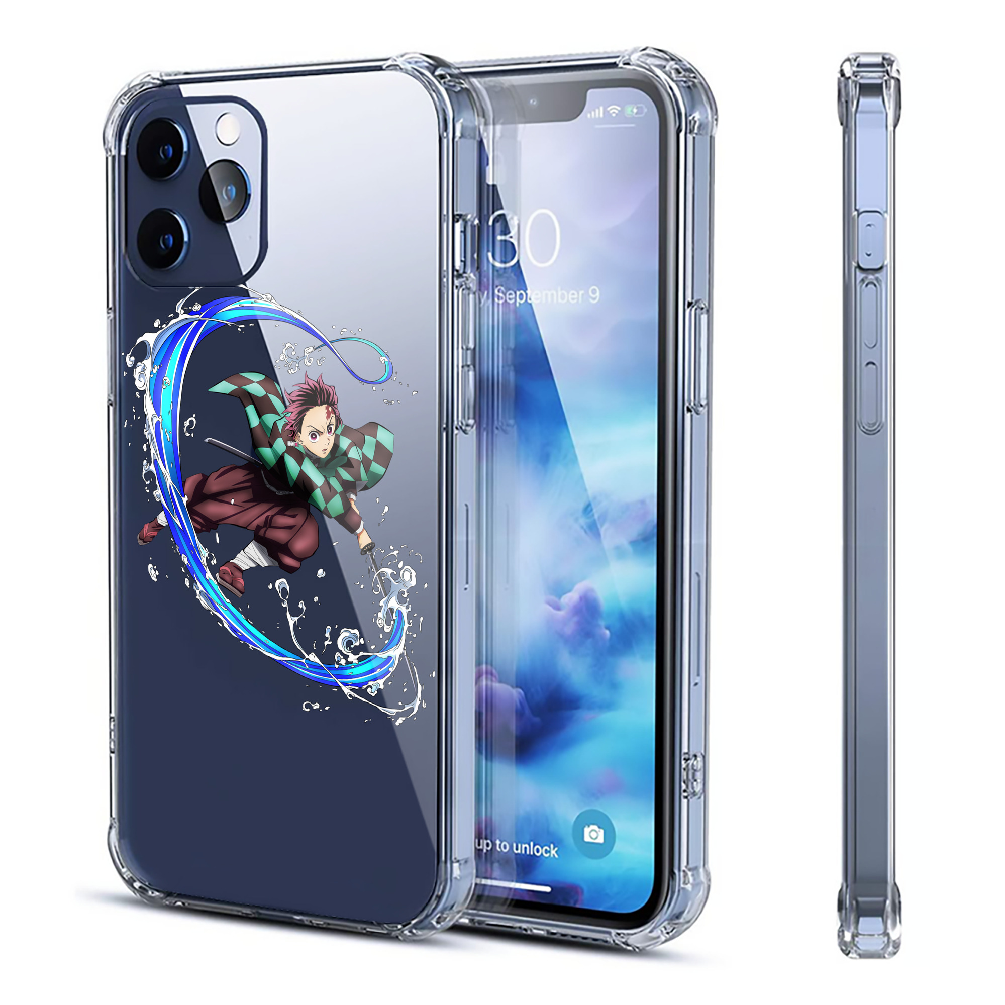 （画像用） 鬼滅の刃 竈門 炭治郎／かまど たんじろう Kamado Tanjirou 【iPhone 12シリーズ対応】透明スマホケース（クリアソフトケース）